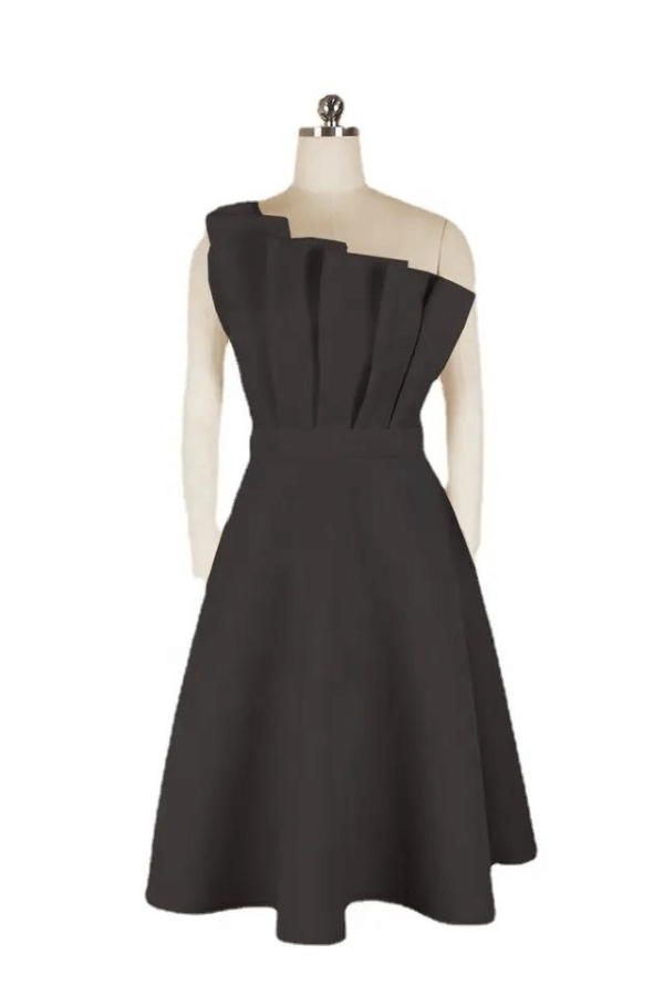 Valenzora | One Shoulder Midi Dress Elegant A-line Fit Sculpted Details Festive Wear