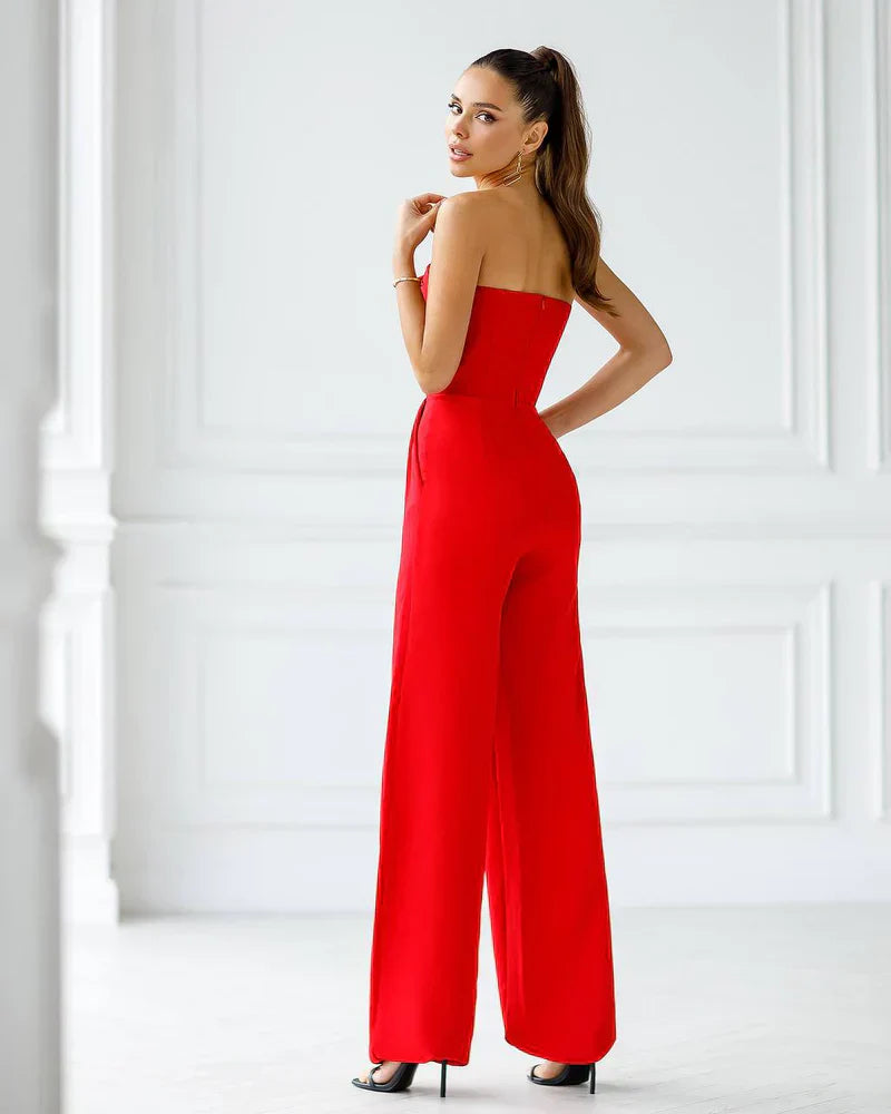 Valenzora | Asymmetrischer Revers-Jumpsuit mit mittlerer Taille für Pendler
