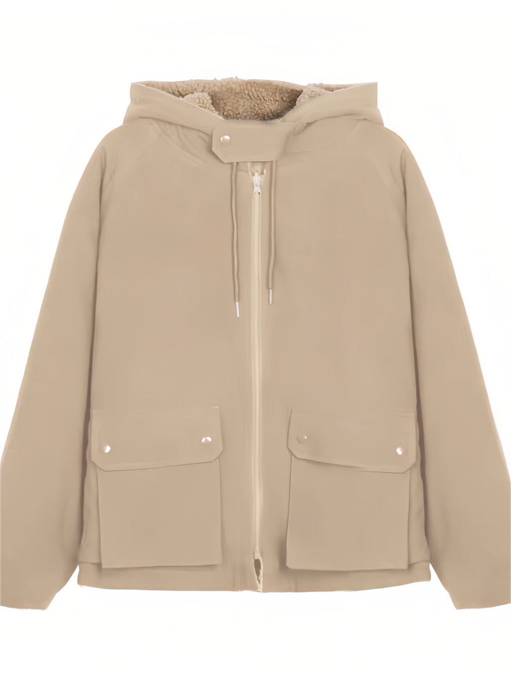 Valenzora | Solid Color Reversible Jacket with Hood and Zipper