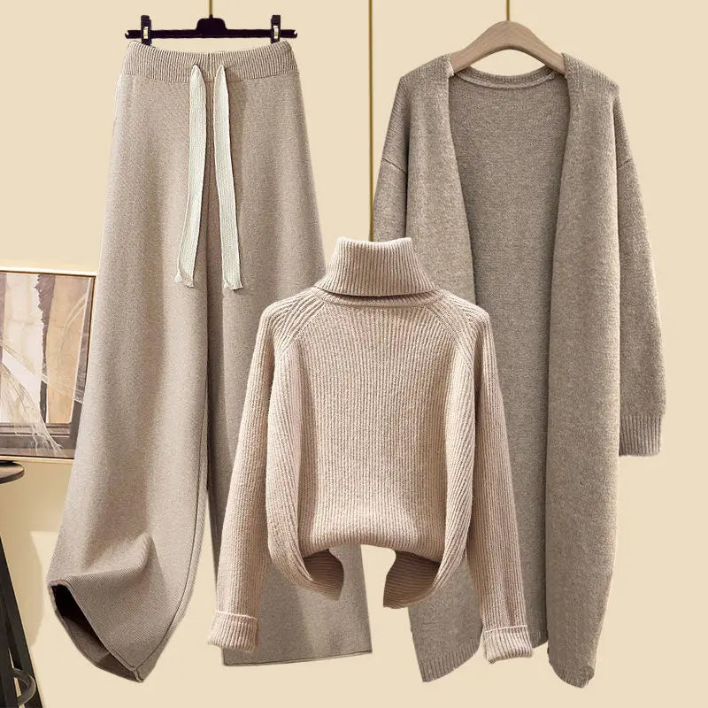Valenzora | Elegant 3-piece roll-neck sweater set for women