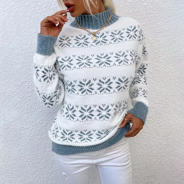 Valenzora | Stylish Winter Casual Frosty Fun Snowflake Sweater for Women