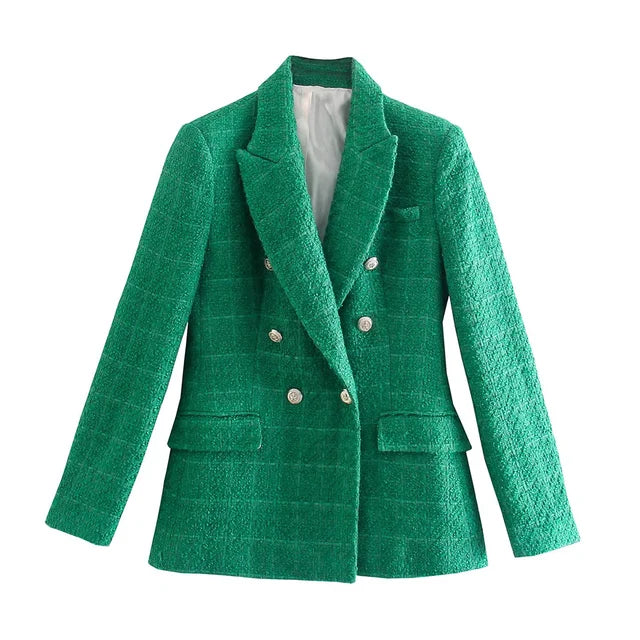 Double-breasted casual blazer with long sleeves