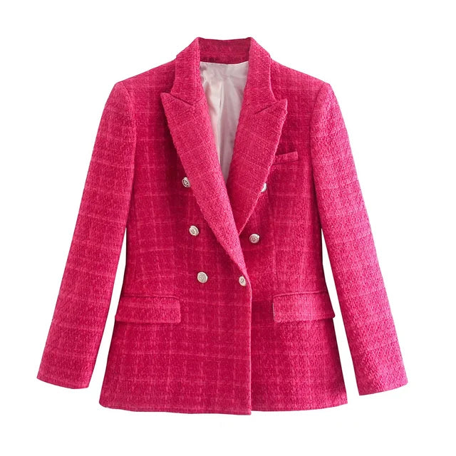 Double-breasted casual blazer with long sleeves