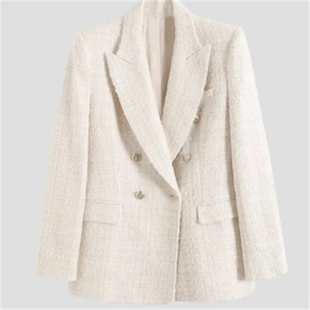 Valenzora - Women's Double-Breasted Casual Blazer with Long Sleeves