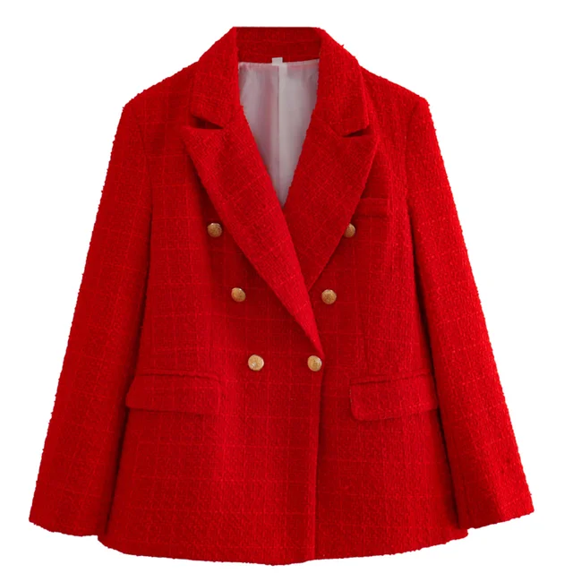 Valenzora - Women's Double-Breasted Casual Blazer with Long Sleeves