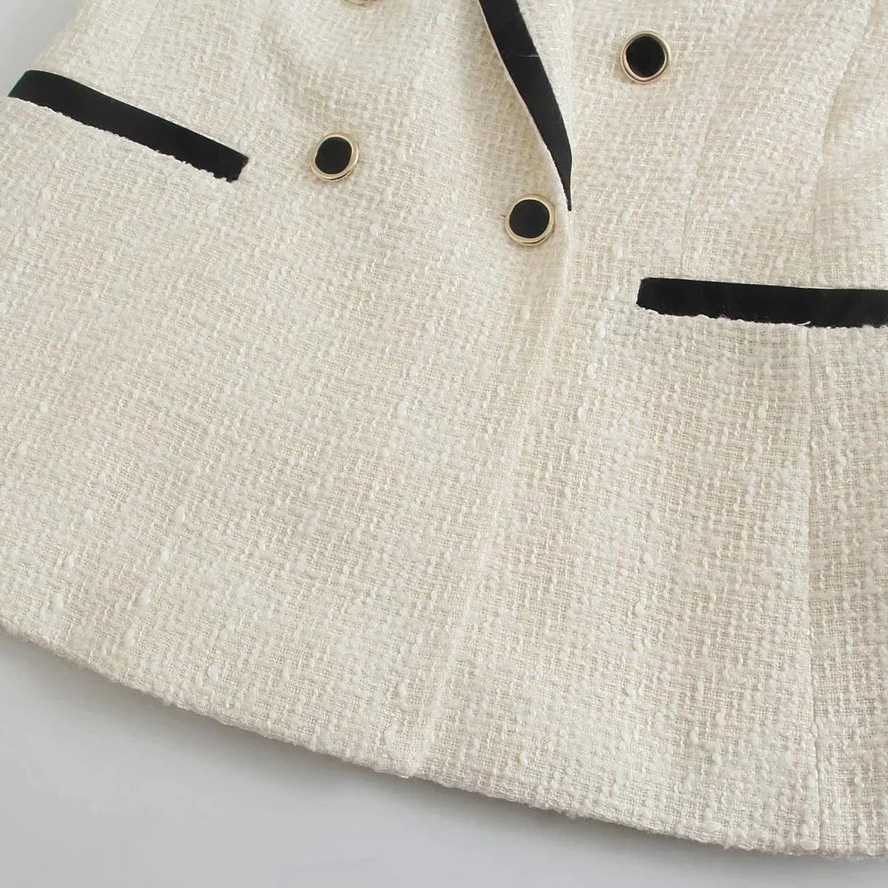 Valenzora - Women's Double-Breasted Casual Blazer with Long Sleeves