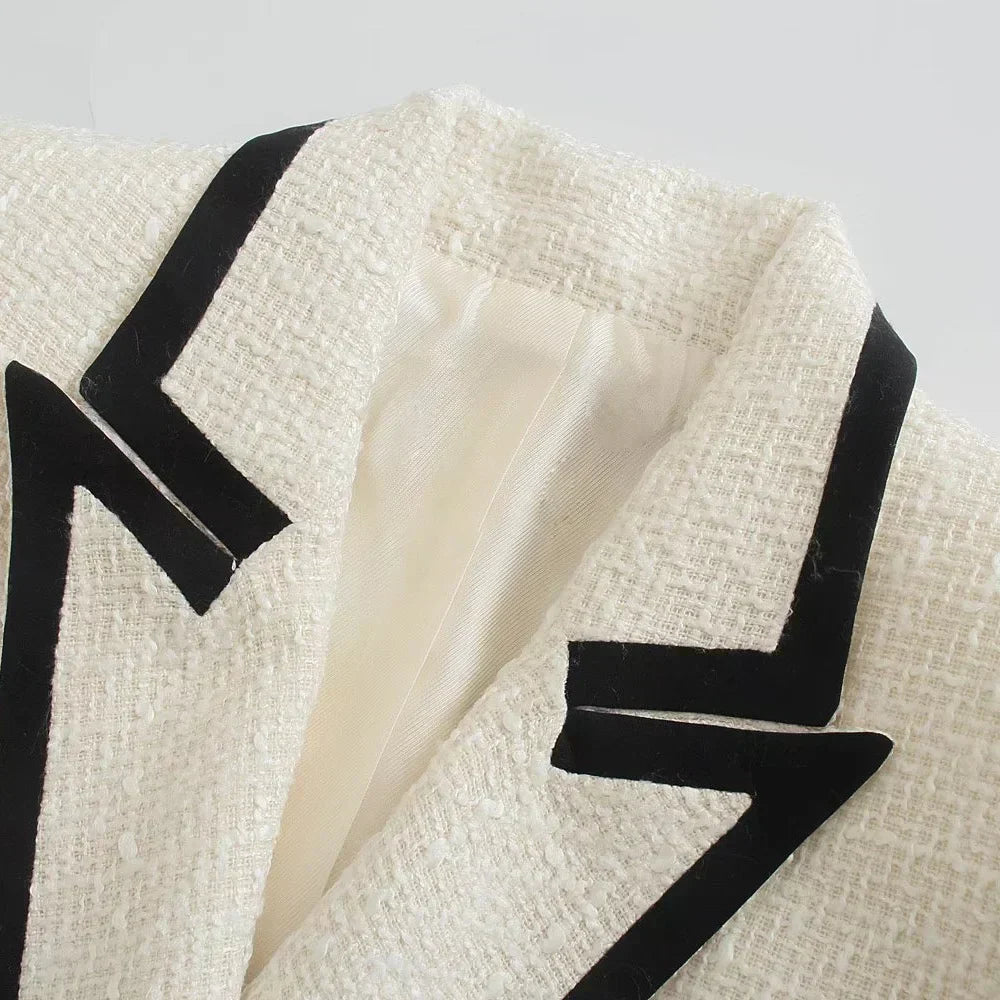 Valenzora - Women's Double-Breasted Casual Blazer with Long Sleeves