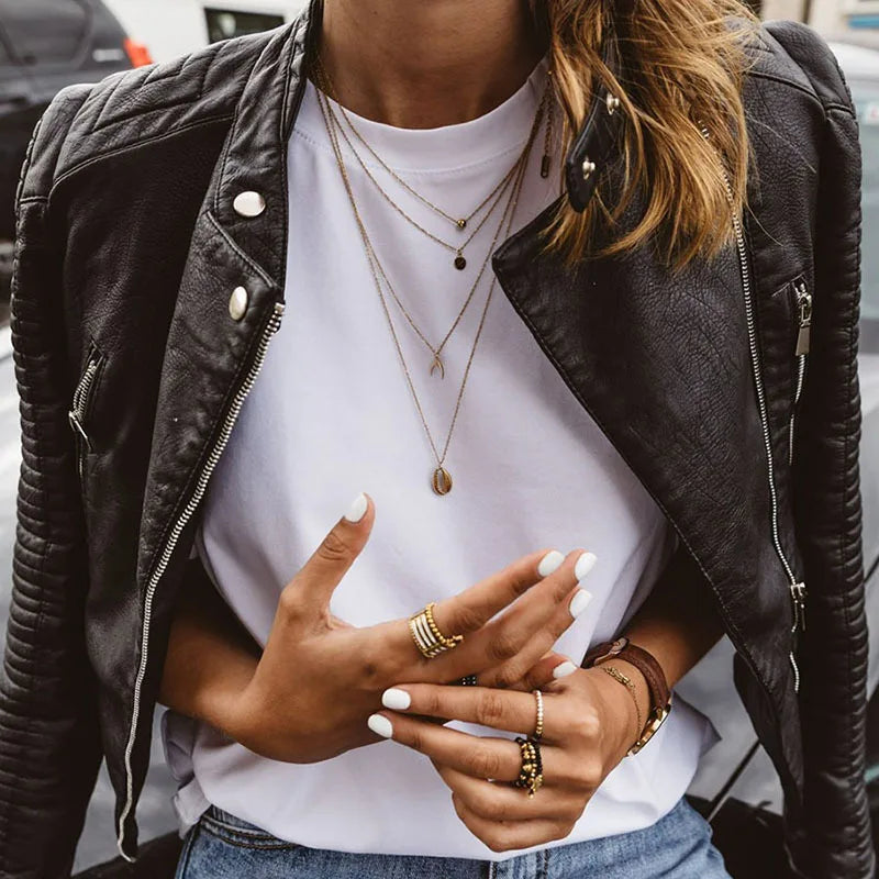 Large Black Leather Biker Jacket for Women | Perfect for Everyday Use
