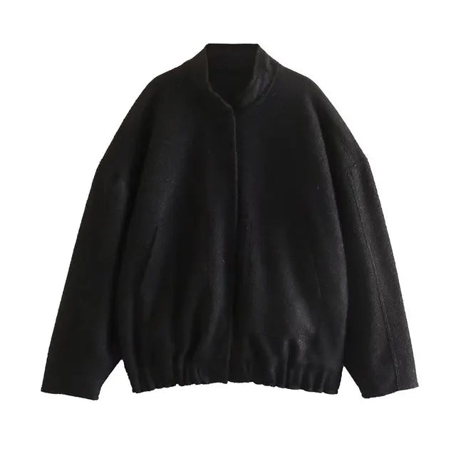 Valenzora - Women's oversized bomber jacket with pockets and snap button design