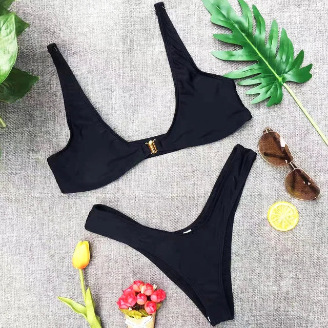 Valenzora | Ribbed, Padded Push-up Bikini Set