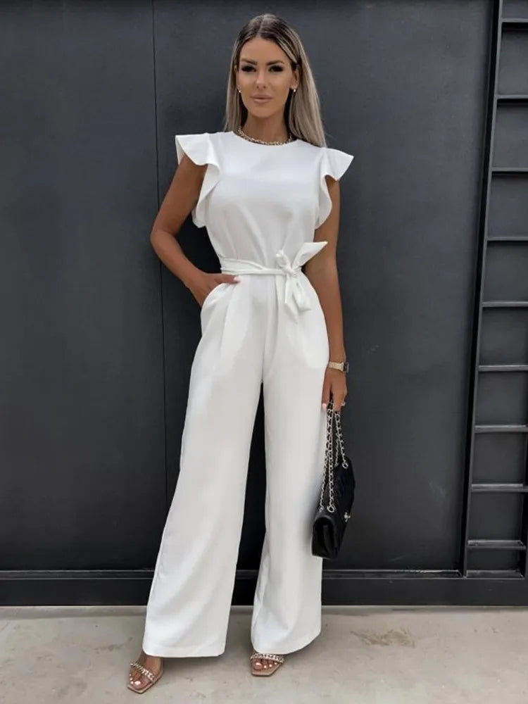 Eleganter Overall mit Rüschen und Gürtel