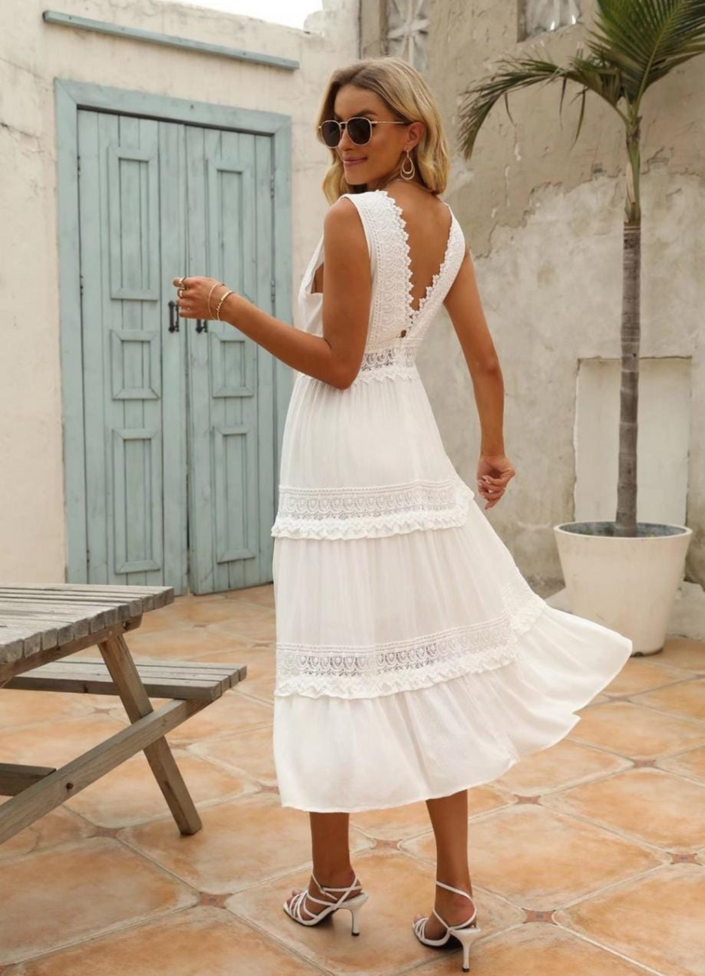 Valenzora | Boho Long Lace Midi Wedding Dress