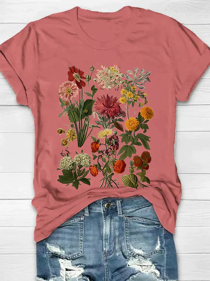 Valenzora | Vintage Blumen-T-Shirt Retro-Stil Für Lässig-Chic