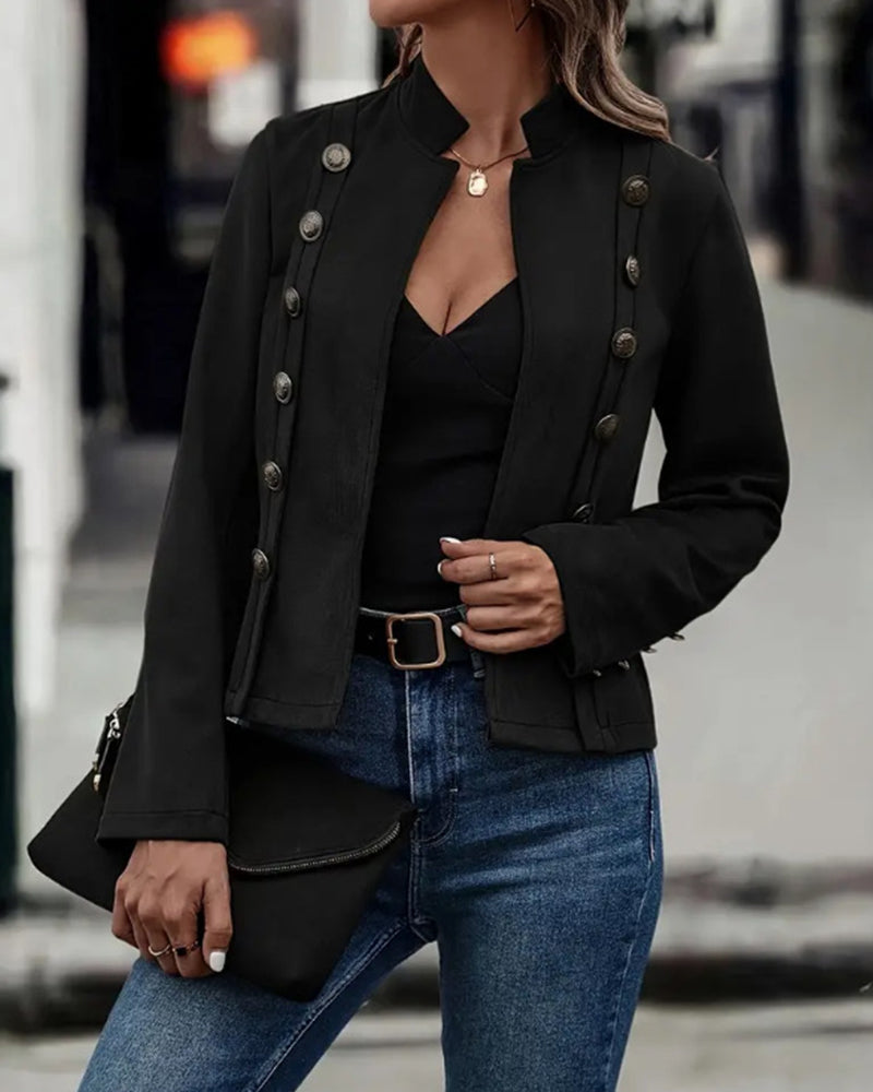 Valenzora | Stylish double-breasted solid color jacket
