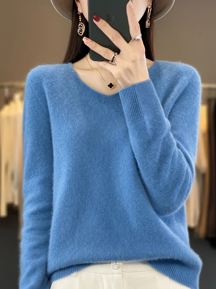 Valenzora | Damen Kaschmir Pullover, Eleganter V-Ausschnitt, Weich & Bequem