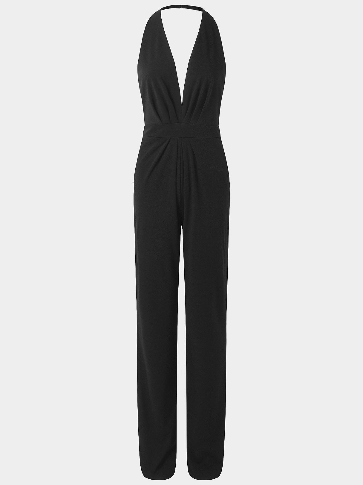 Valenzora | Deep V-neck Sleeveless Wide Leg Jumpsuit
