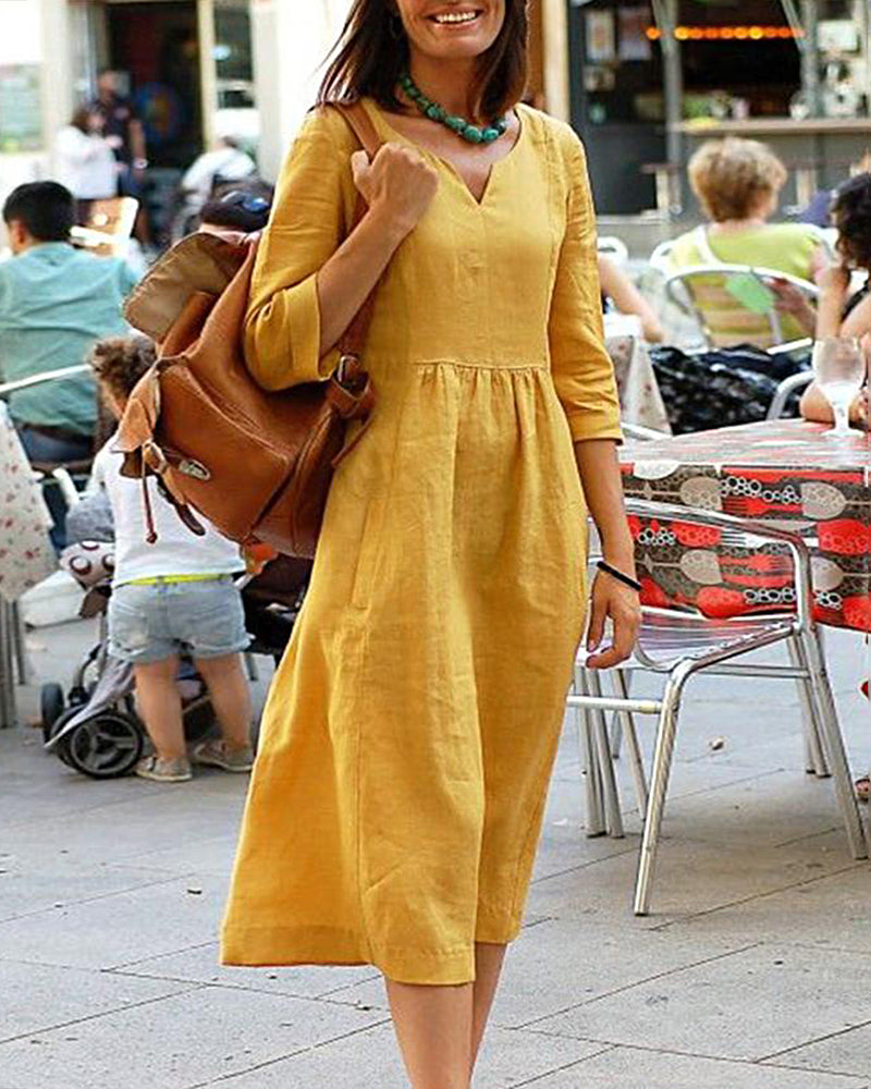 Valenzora | Elegant Linen Tunic Dress - Stylish linen dress for a sophisticated look