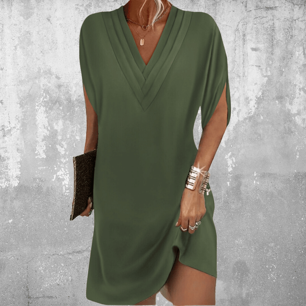 Valenzora | Bauchverdeckendes V-Ausschnitt-Kleid