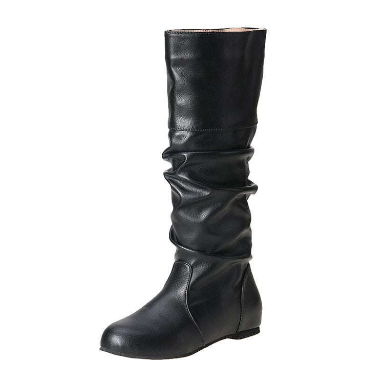 Elegante Damenstiefeletten mit modernem Plissee-Design und bequemem Blockabsatz, Größe S