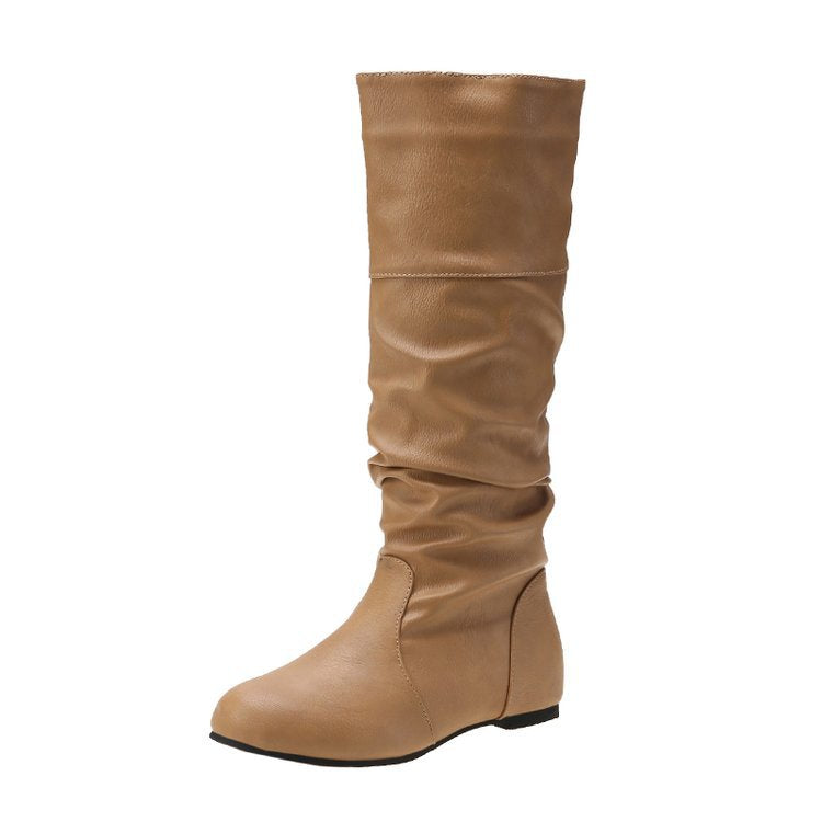 Elegante Damenstiefeletten mit modernem Plissee-Design und bequemem Blockabsatz, Größe S