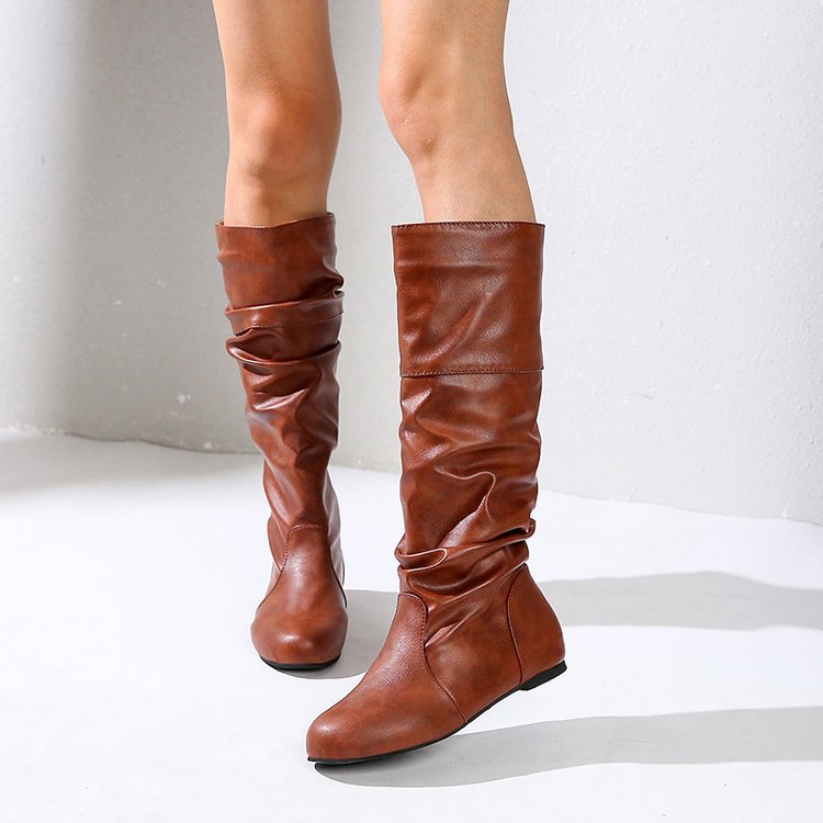 Elegante Damenstiefeletten mit modernem Plissee-Design und bequemem Blockabsatz, Größe S