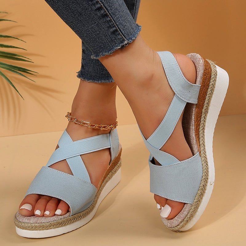 Valenzora | Wedge Sandals with Cross Straps for Women