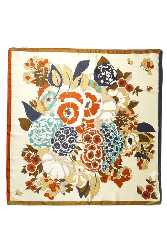 Valenzora | Silk scarf with floral pattern and square shape