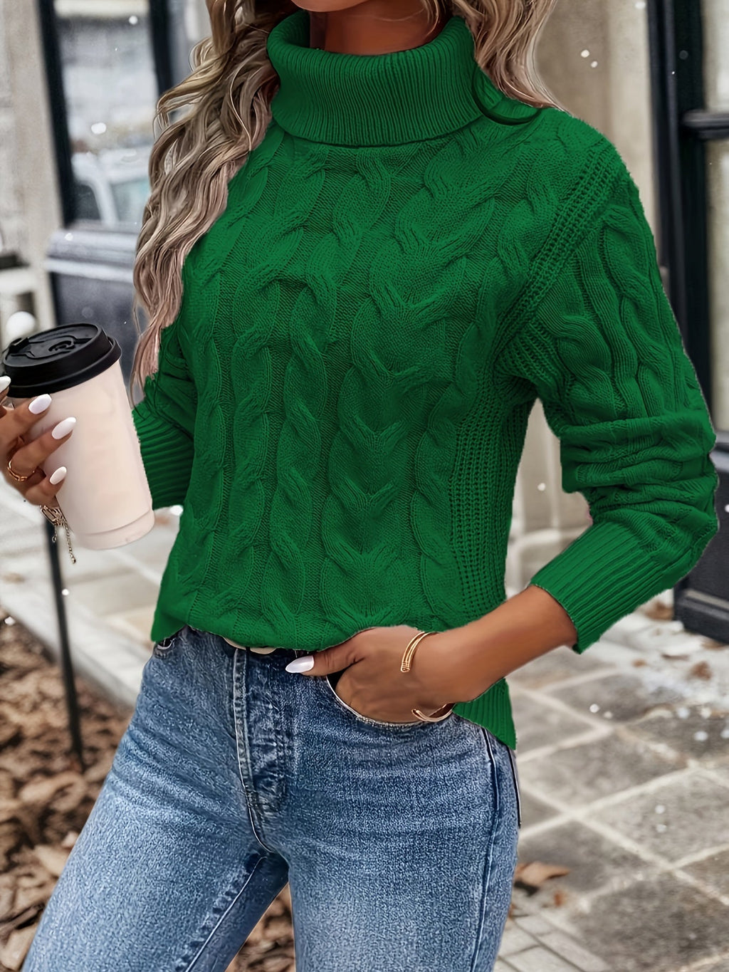 Valenzora | Rollkragenpullover mit Zopfmuster