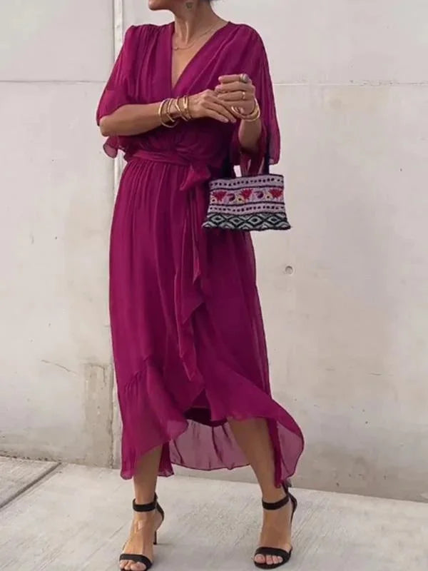 Valenzora | Stilvolles und elegantes Chiffonkleid mit V-Ausschnitt
