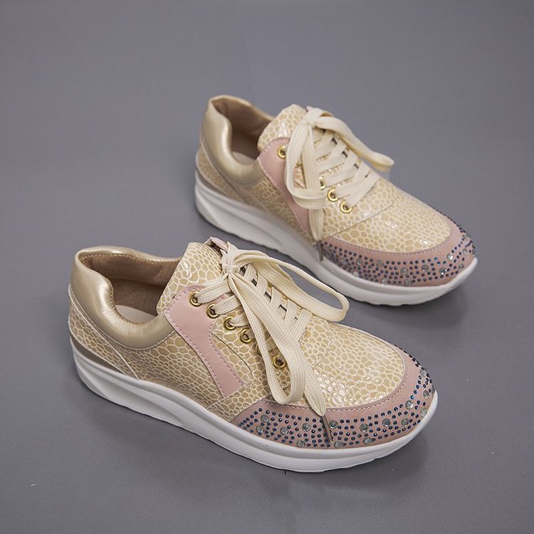 Sportliche Damen-Sneaker mit Glitzer-Elementen und ergonomischer Sohle, Größe S