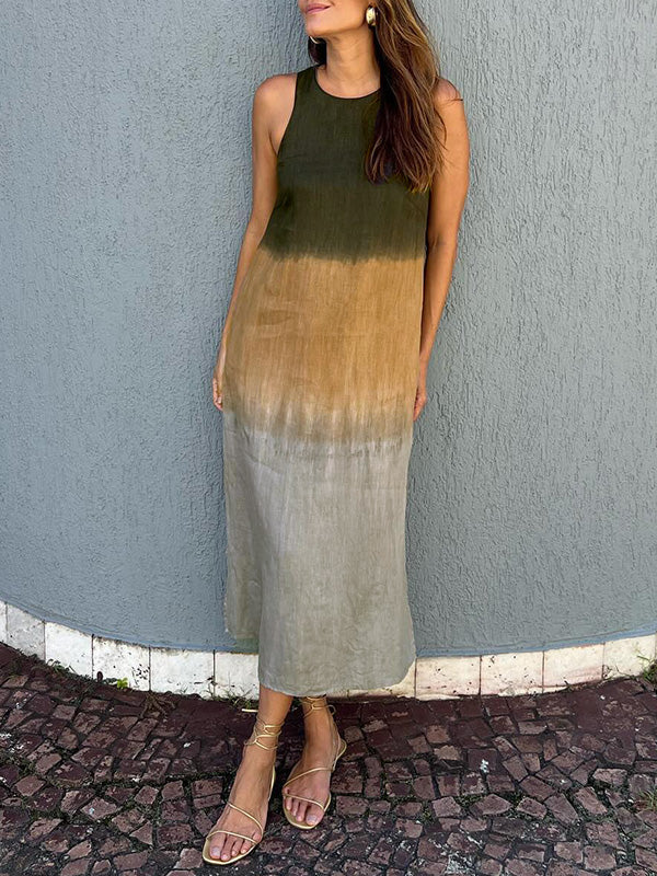 Valenzora | Damen Leinen Midikleid