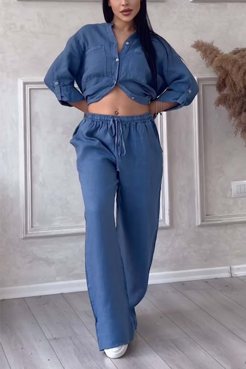 Valenzora | Two-piece set with trousers made of cotton and linen
