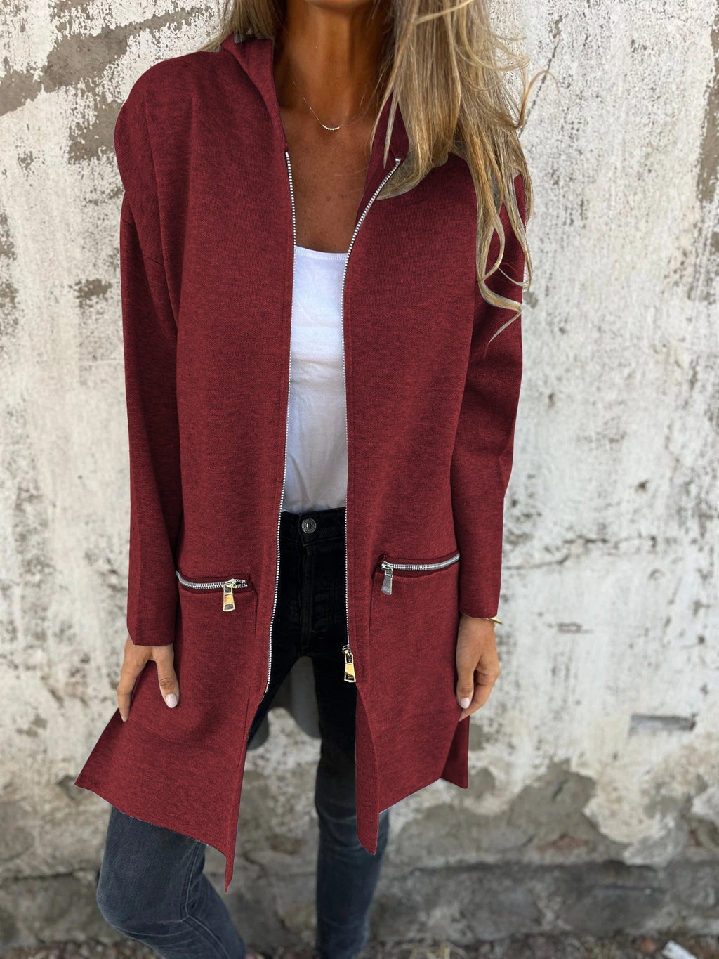 Valenzora | Lässige langärmelige Jacke mit Reißverschluss für Damen