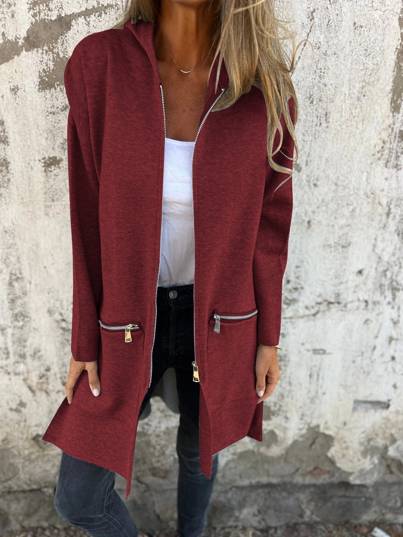 Valenzora | Lässige langärmelige Jacke mit Reißverschluss für Damen