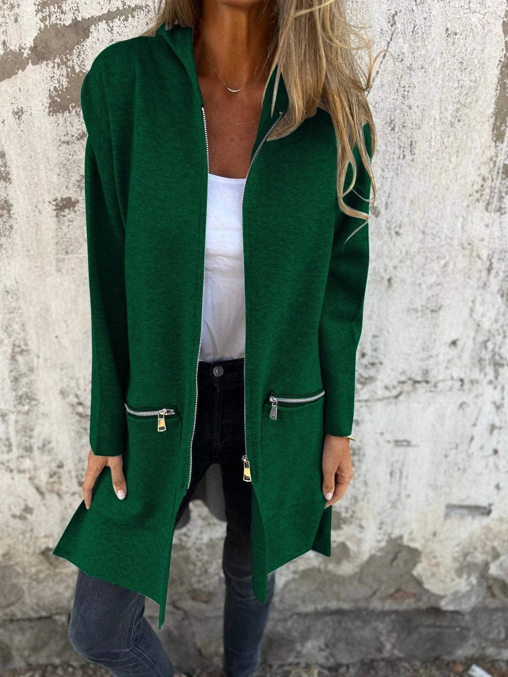 Valenzora | Lässige langärmelige Jacke mit Reißverschluss für Damen