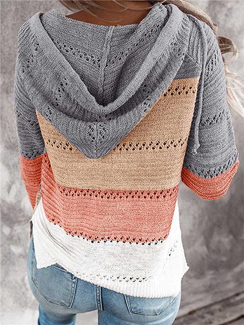 Valenzora | Contrast-colored knit zip lightweight hoodie