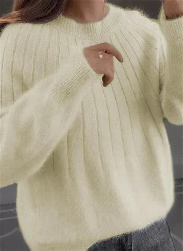 Fluffy cashmere knit sweater