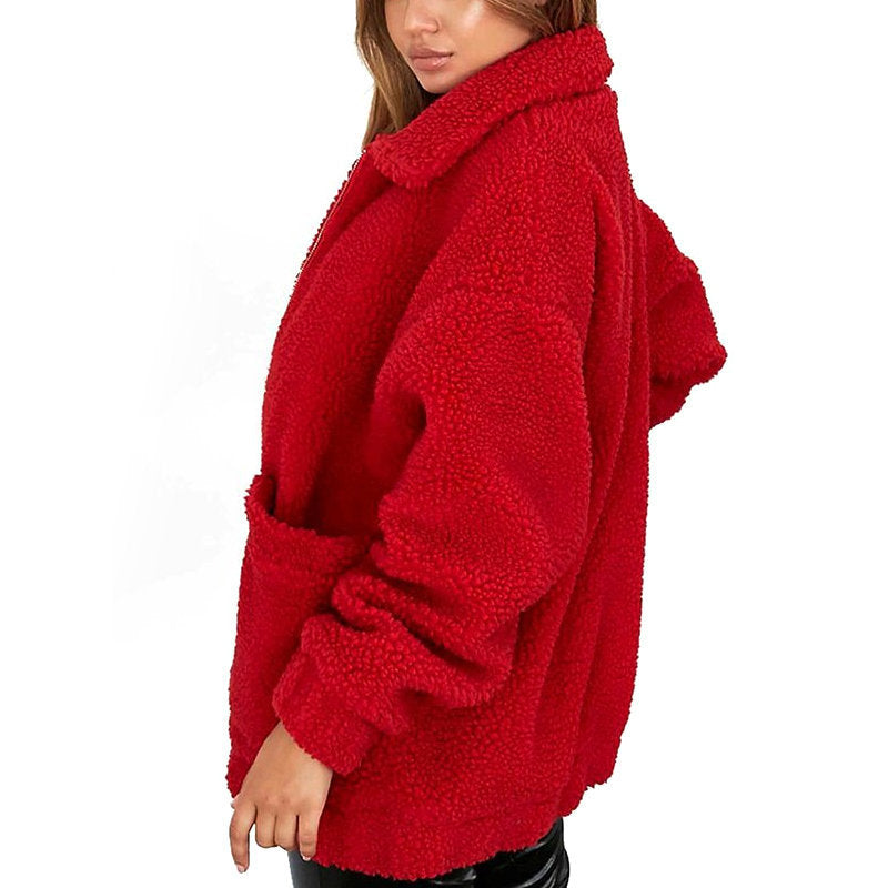Valenzora | Women's Fleece Sweatshirt with Wide Collar