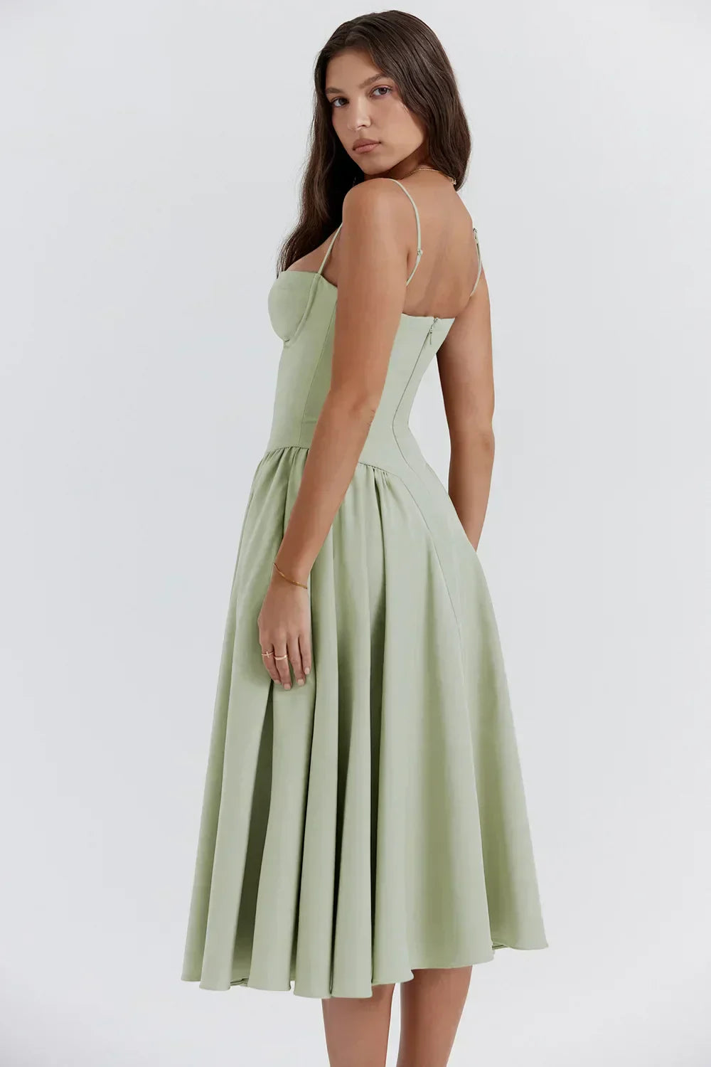 Valenzora | Sleeveless midi dress with a corset fit
