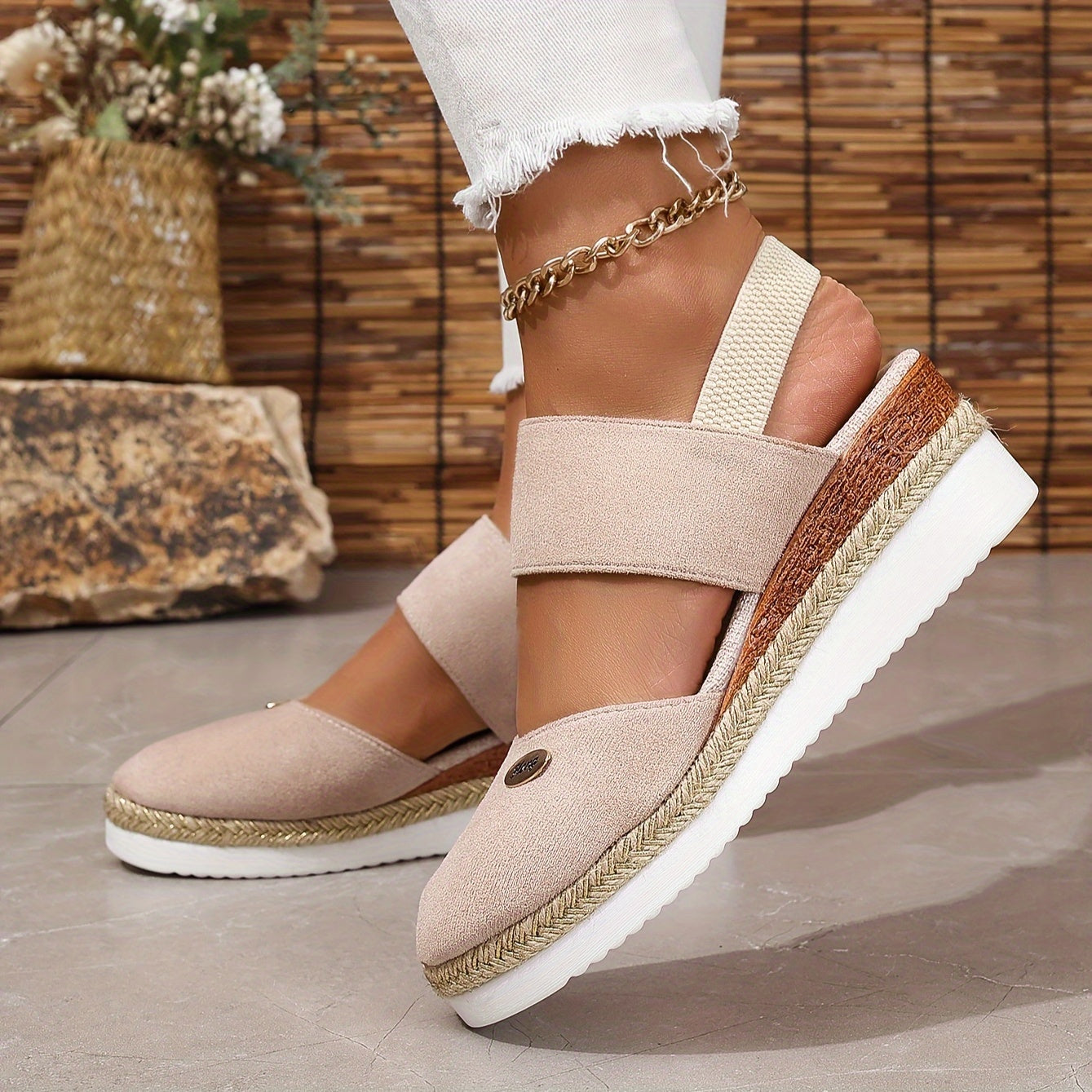 Valenzora | Women's Platform Sandals: Non-slip, Closed Toe, Elastic Strap