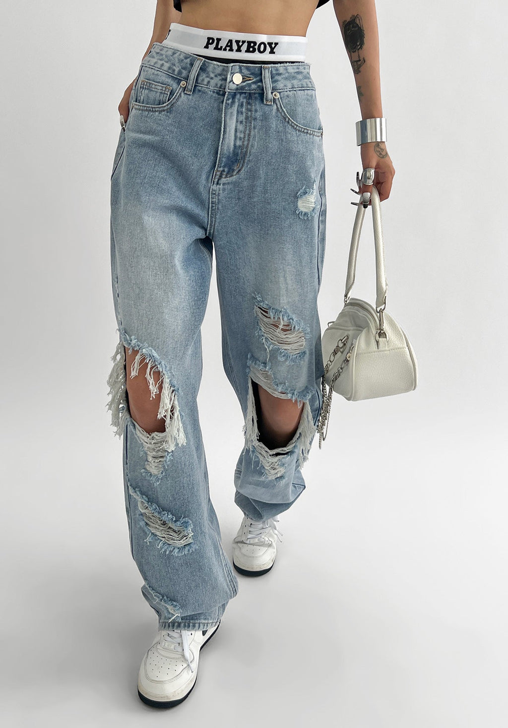 Valenzora women's jeans with ripped hem