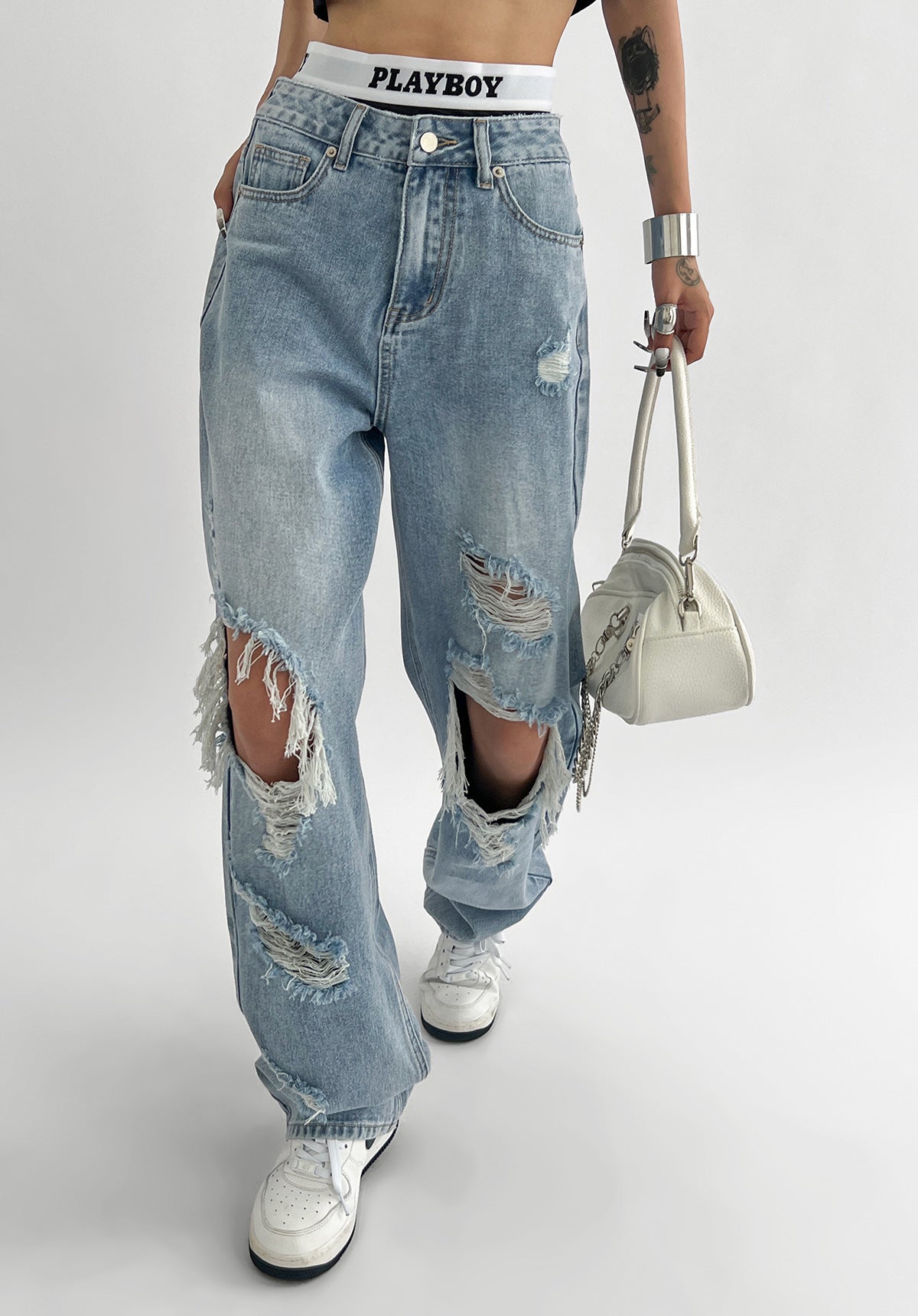 Valenzora women's jeans with ripped hem