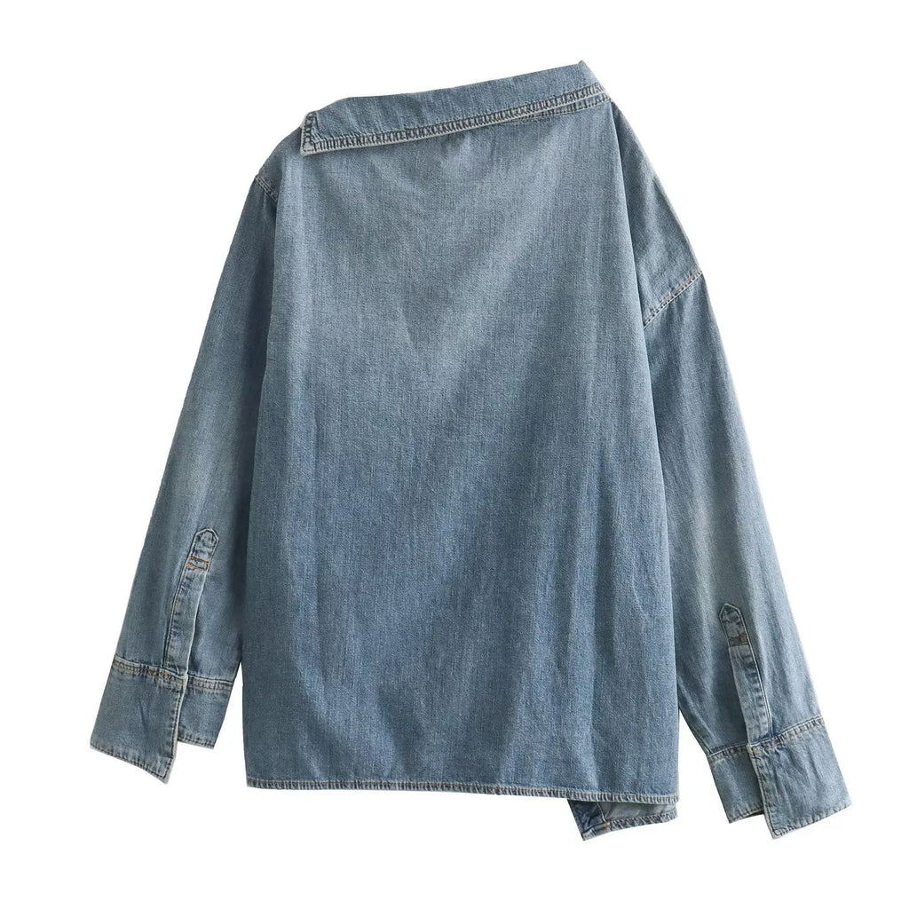 Valenzora | Casual, asymmetrical denim shirt