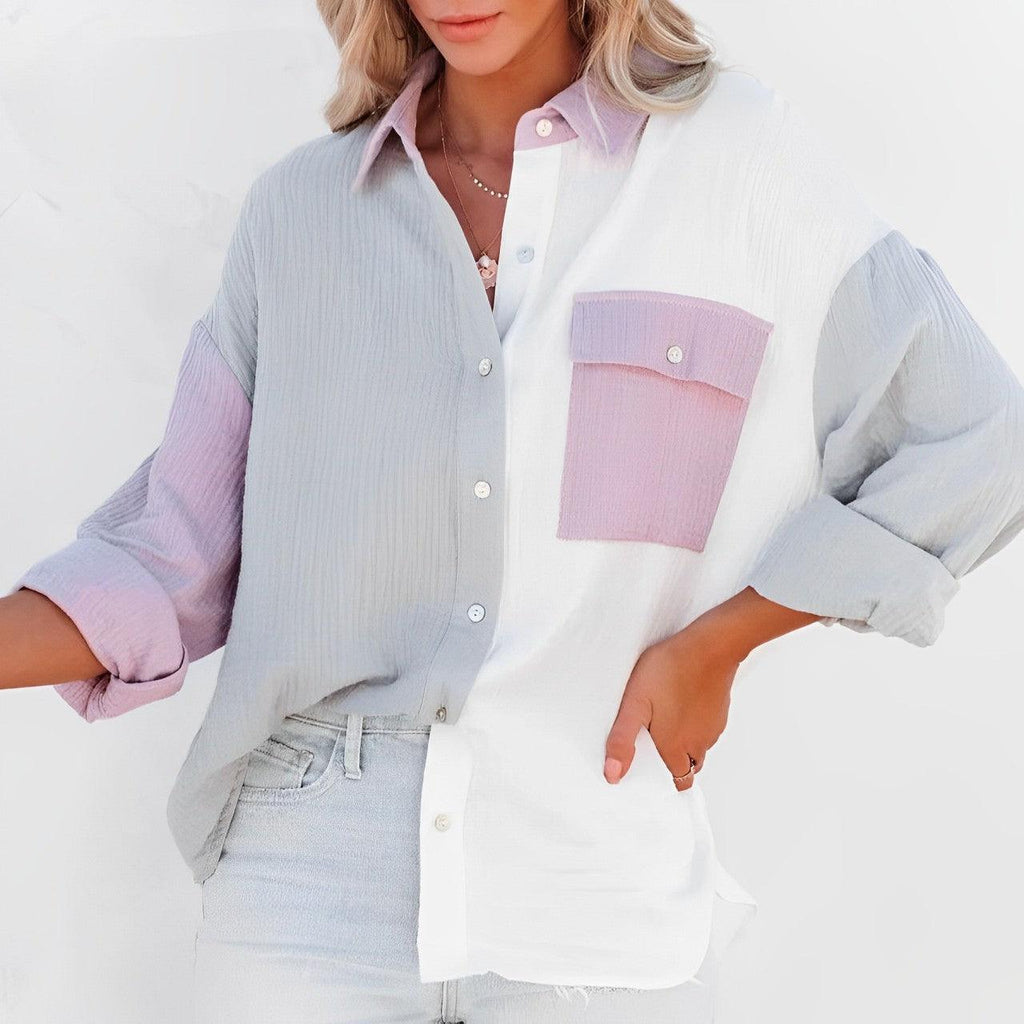 Valenzora | Colorblock-Hemd mit Knopfverschluss für Damen