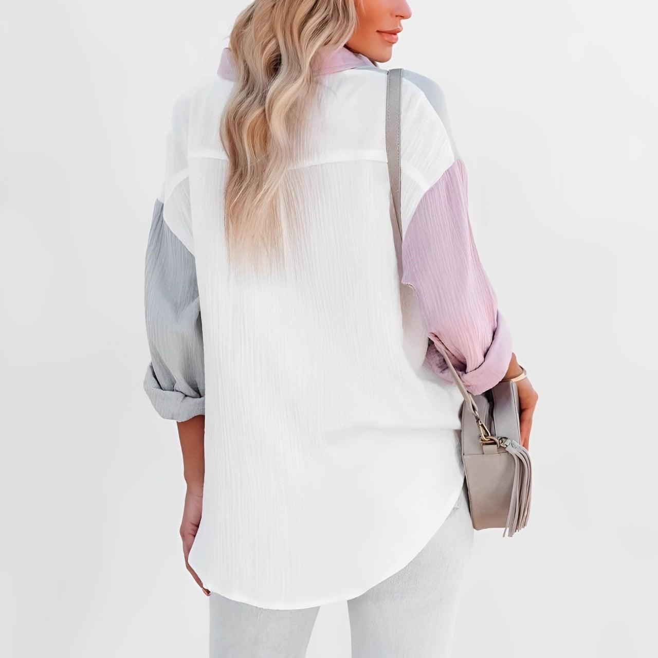 Valenzora | Colorblock-Hemd mit Knopfverschluss für Damen