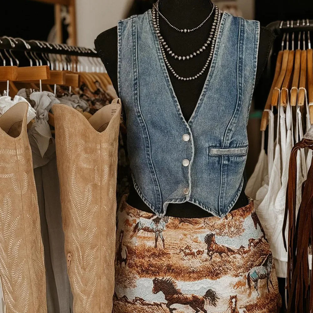 Valenzora | Neck Denim Vest