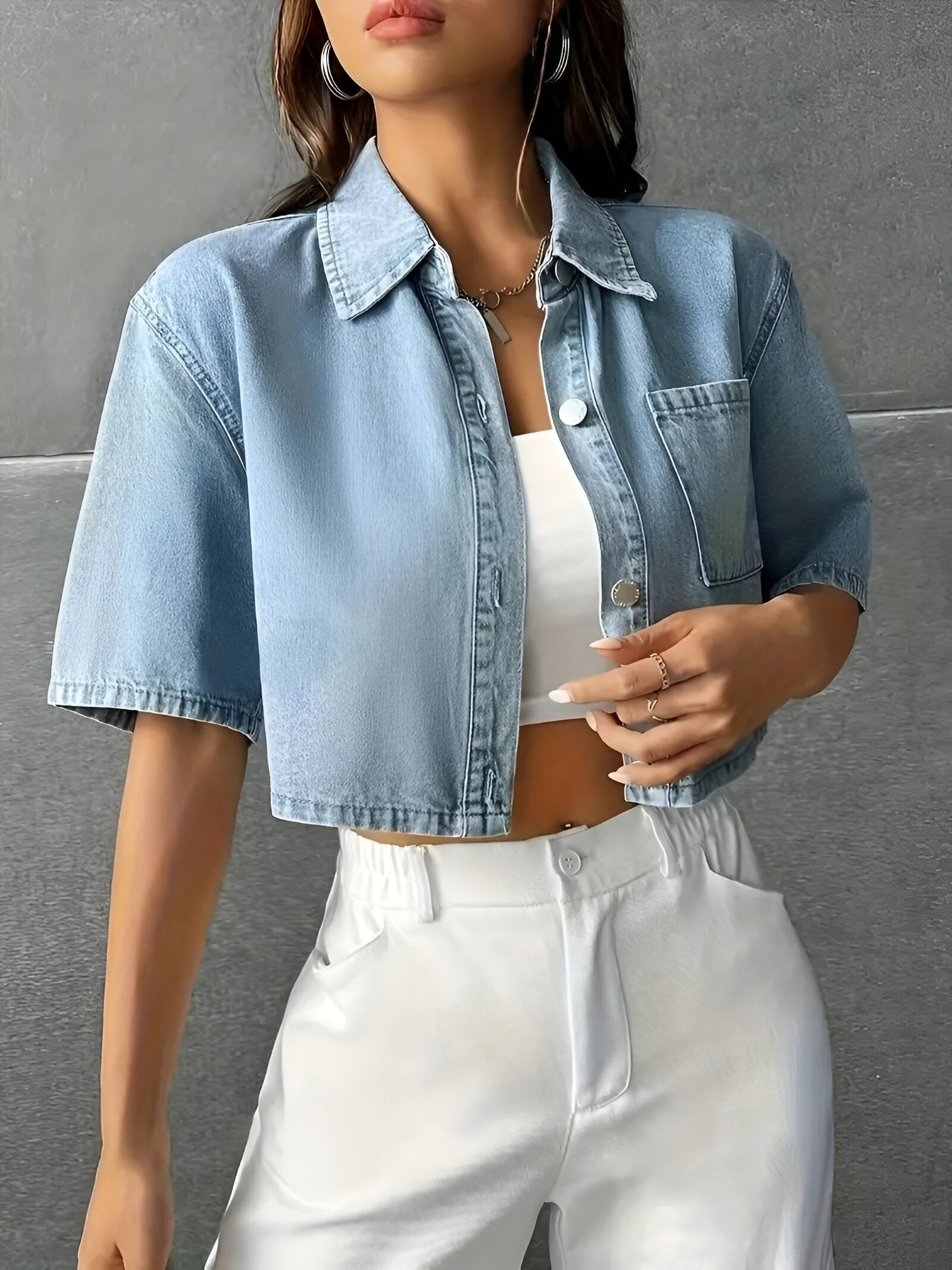 Valenzora | Effortlessly chic light blue denim shirt