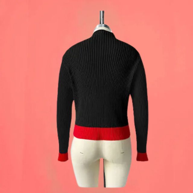 Valenzora | Gerippter Strickpullover mit Herz-Intarsie