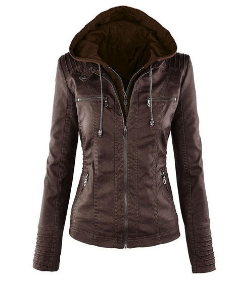 Valenzora | Damen Lederjacke mit Kapuze