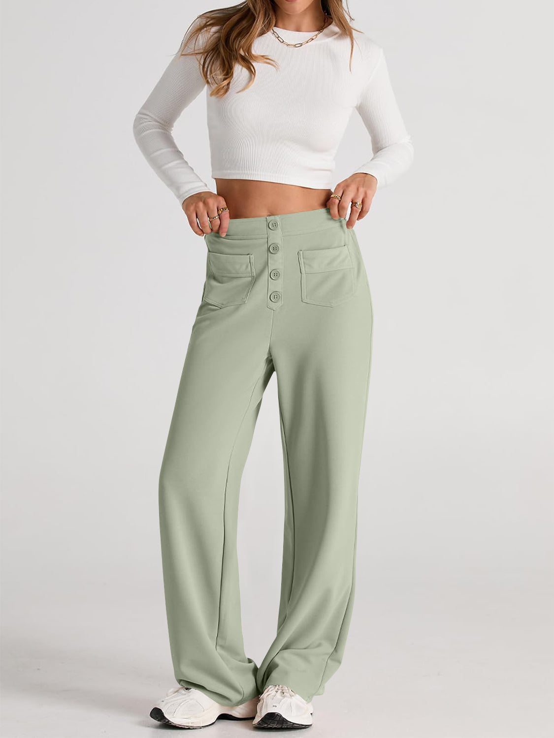 Valenzora | Wide-waisted trousers with pockets, elegant and comfortable